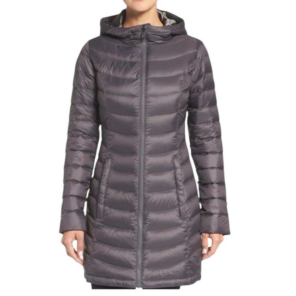 The North Face Jenae 550 Goose Down Hooded  Puffer Charcoal Gray Parka Coat XL